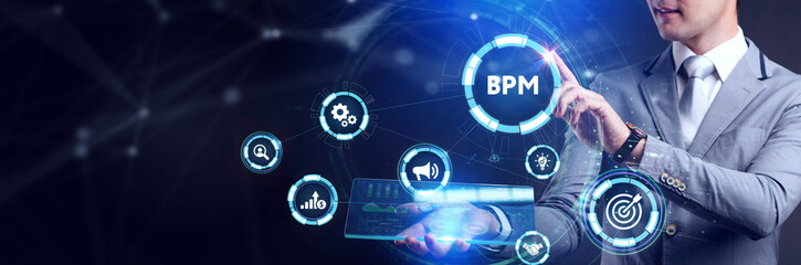 BPM Business process management system technology concept.