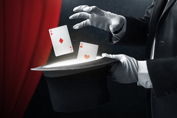 Magician hands showing magic trick - 488490187