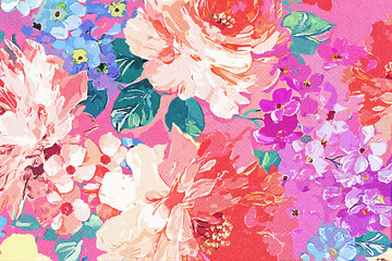 Abstract beautiful oil painting flower vintage illustration