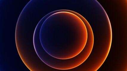 Abstract classy luxurious neon light circle background in orange and purple. Concept 3D illustration for showcase, sale, and packshot templates with minimalist elegant and modish hologram art look