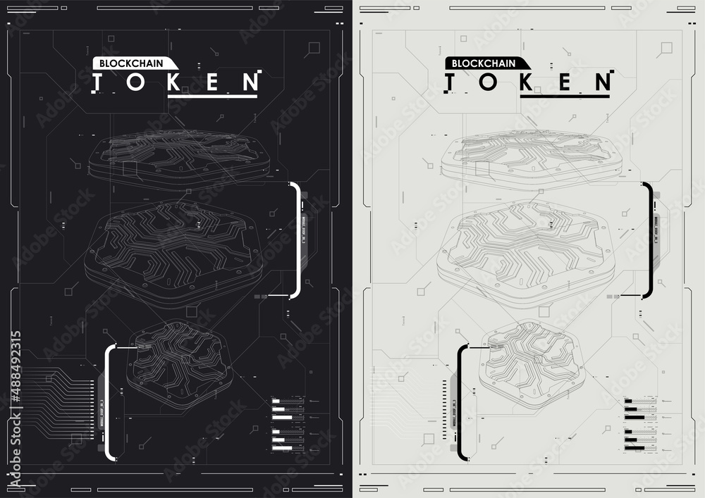 Poster tech abstract poster template with hud elements. cyber culture, modern flyer for web and print. hack