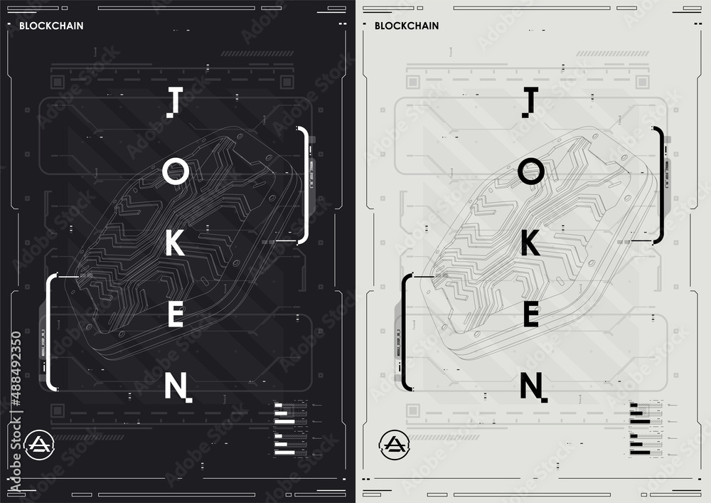 Poster tech abstract poster template with hud elements. cyber culture, modern flyer for web and print. hack