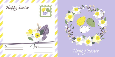 EASTER CARD NARCISSUS WREATH