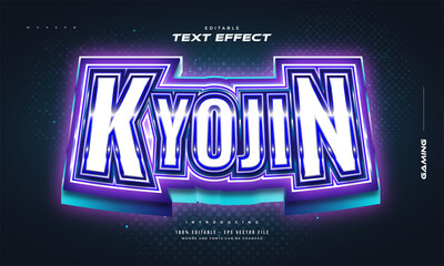 Naklejka na ściany i meble Editable E-sport Text Style with Glowing Blue and Purple Neon Effect