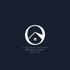 Minimalist creative letter O incorporates with the house logo.