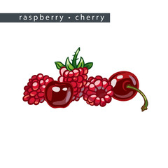 sketch_raspberry_cherry_a_row_of_five_berries