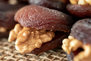 dried apricots with walnuts. close up