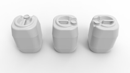 3D rendering of a design mockup template of a liquid container product packaging box. Isolated