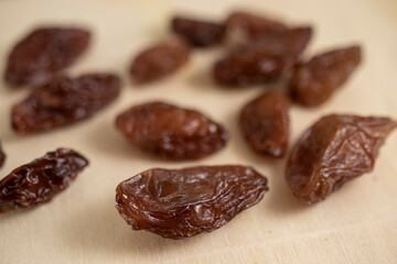 raisins on a wooden table