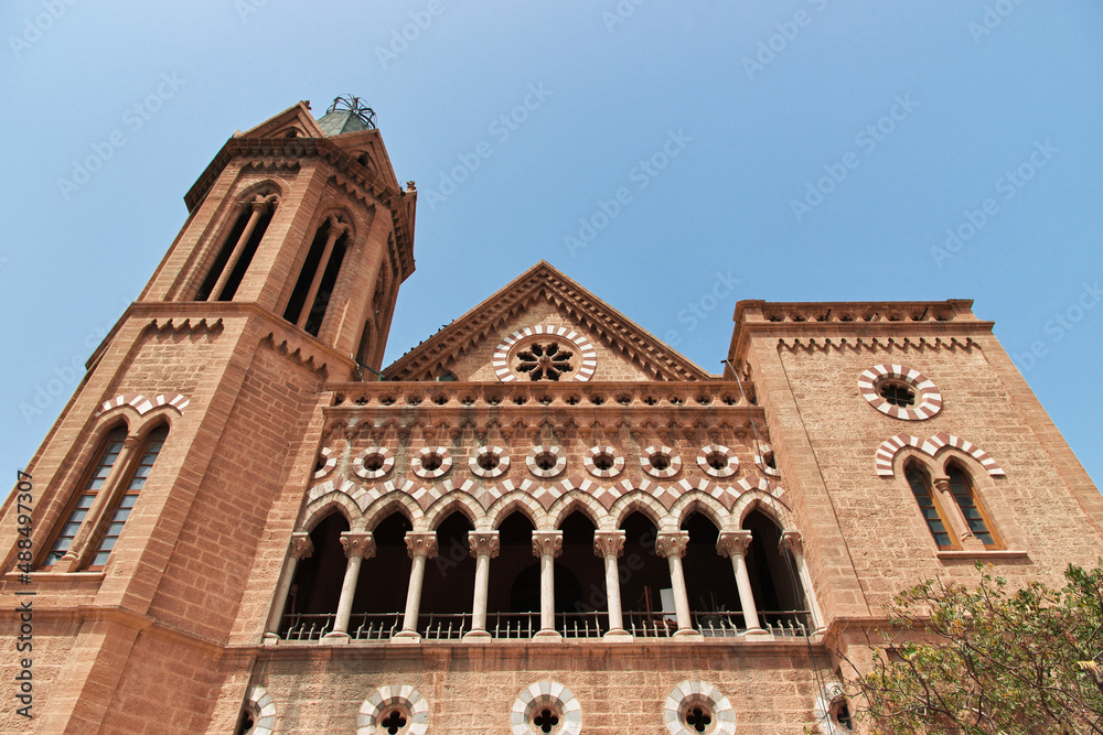 Poster Frere Hall vintage palace in Karachi, Pakistan