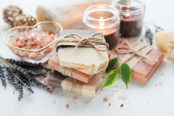 Concept of spa with natural organic handmade soap.