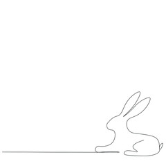 Easter bunny silhouette line drawing vector illustration