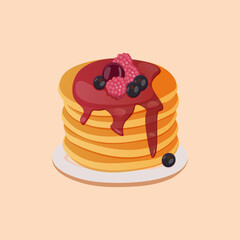 delicious pancakes with delicious berries cherry currant raspberry