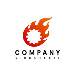 Fire Gear Logo Template Design Vector