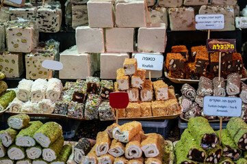 Oriental Arabic Turkish Sweets and dessert at the market.