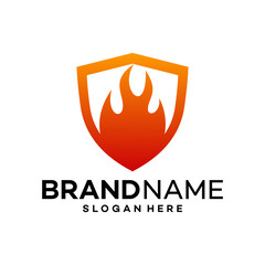 Fire Shield Icon Element, Creative Flame Logo Design Template. Fire and Shield Logo Vector