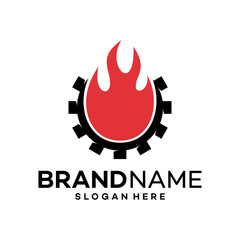 Fire Gear Icon Element. Flame Logo Design Template Illustration Vector