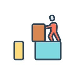 Color illustration icon for determination bravery