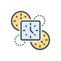 Color illustration icon for clocks