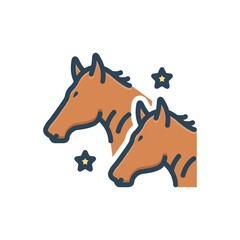 Color illustration icon for horses