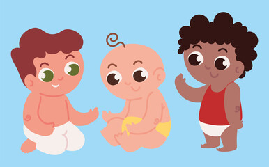 set of cartoon toddler boys