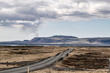 Clouds of smoke over the volcano Fagradalsfjall - obrazy, fototapety, plakaty
