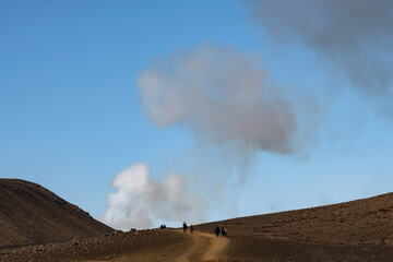 Clouds of smoke over the Fagradalsfjall volcano in Iceland