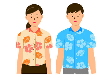 笑顔の沖縄の若い男女