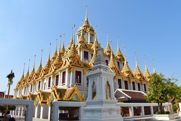 Loha Prasat Wat Ratchanatdaram with the characteristics of Thai architecture and architecture as a...