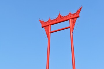 The Giant Swing is one of Bangkok's tourist attractions, Located in front of Wat Suthat.