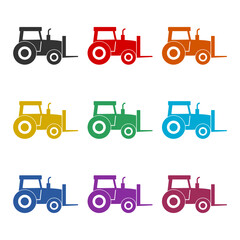 Forklift truck icon or logo, color set