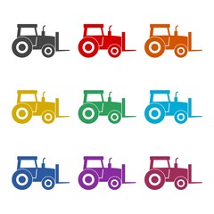 Forklift truck icon or logo, color set