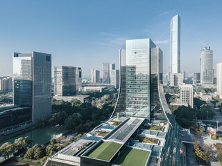 Aerial photography of office building of Suzhou East Lake International Financial Center