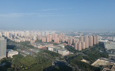 Fototapeta premium Aerial photography of Jining Taibai Lake Central Business District