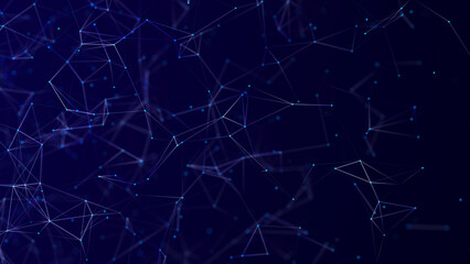 Abstract polygonal space with dots and lines. Connection science background. Triangular business wallpaper. 3d rendering