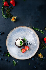 hot chocolate dessert fondant with ice cream