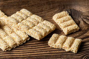 Sesame snack sweet.  Sesame seed honey bar
