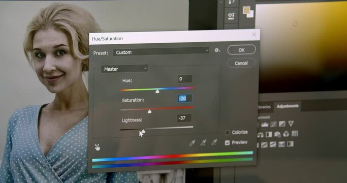 Mouse slider moving settings at the Photoshop