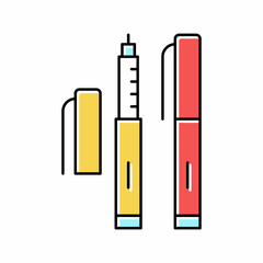insulin portable pen syringe color icon vector illustration