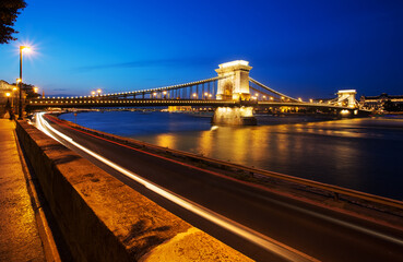 Fototapeta na wymiar Chain bridge Budapest, Hungary at night