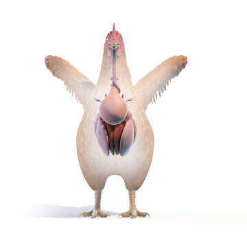 3d rendered illustration of a chickens anatomy - the organs
