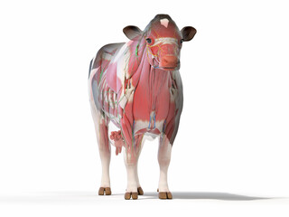 3d rendered illustration of a cows anatomy - the muscle system