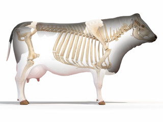 3d rendered illustration of a cows anatomy - the skeleton