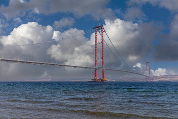 Obraz premium new bridge connecting two continents 1915 canakkale bridge (dardanelles bridge), Canakkale, Turkey