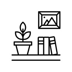 Plants Shelf Vector Outline Icon Design illustration. Agriculture and Farming Symbol on White background EPS 10 File