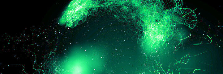 green abstract. chaotic green particles background