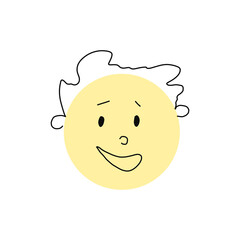 The surprised face of the yellow vector. a minimalistic face with curlicues. for postcards, websites, souvenirs and t-shirt design