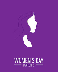 Poster happy women's day. Silhouette face woman	