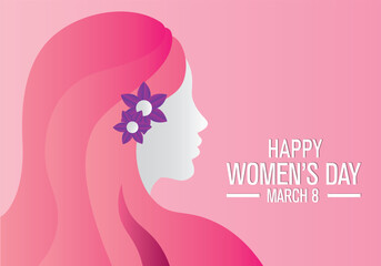 Poster happy women's day. Silhouette face woman	