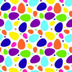 Seamless easter pattern with bright colorful eggs, background.